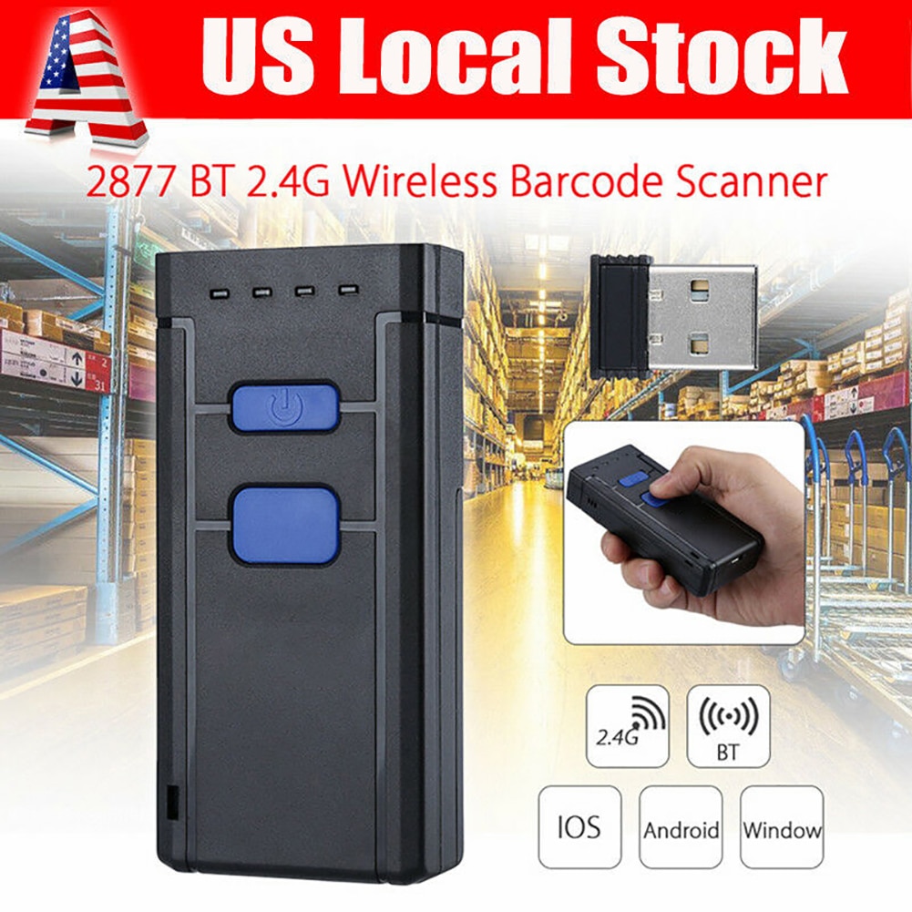 mini trådløs strekkodeskanner usb kablet/bluetooth / 2.4g trådløs 1d 2d 3d pdf 2877 strekkode til skanner ios android vinduer