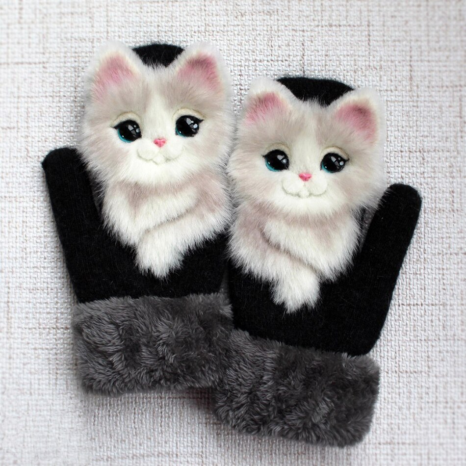 3d kat plys tykke piger baby handsker søde ræv tegneserie handsker til børn dreng vinter varm kostume tilbehør: Ntpj 24g
