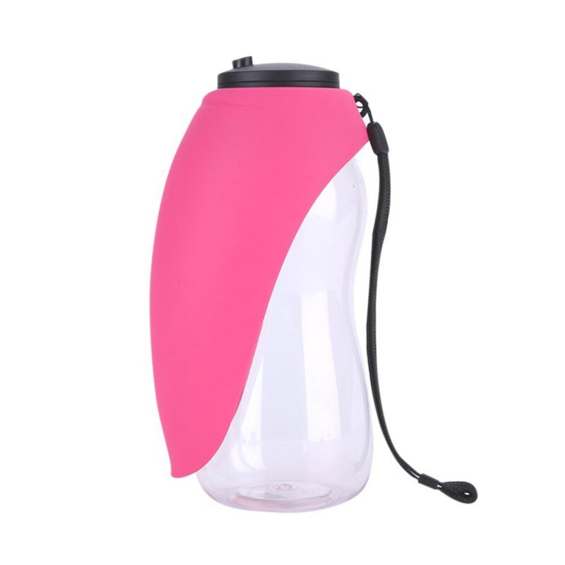 Pet Cats Feeder Drinking Bottle Plastic Dogs Water Go Out Travel Outdoor Portable Accompanying High-Capacity Cup: Pink