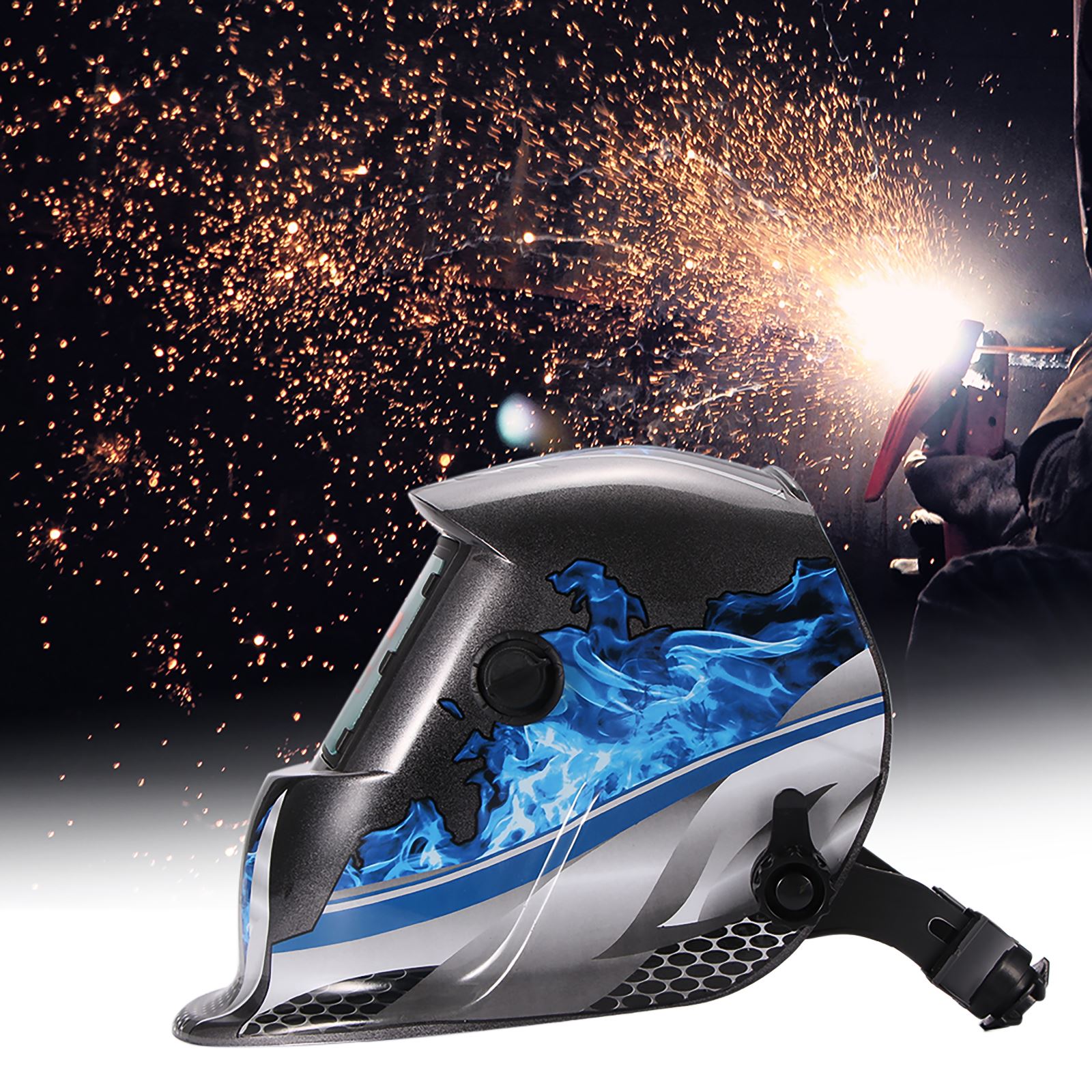Solar Automatic Welding Helmet Welding Mask Head-Mounted Argon Arc Welding Cap Welding Protective Helmet Flat Flip Half Helical