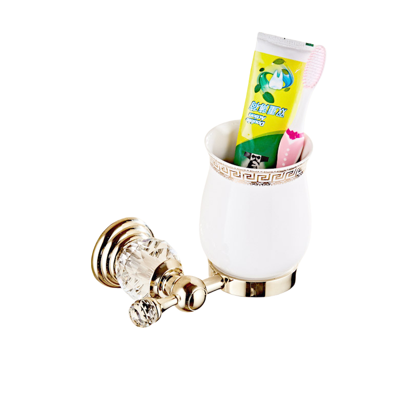 Luxury Gold Polished Brass Bathroom Accessories Set - Wall-Mounted Crystal Bath Hardware Collection: light yellow