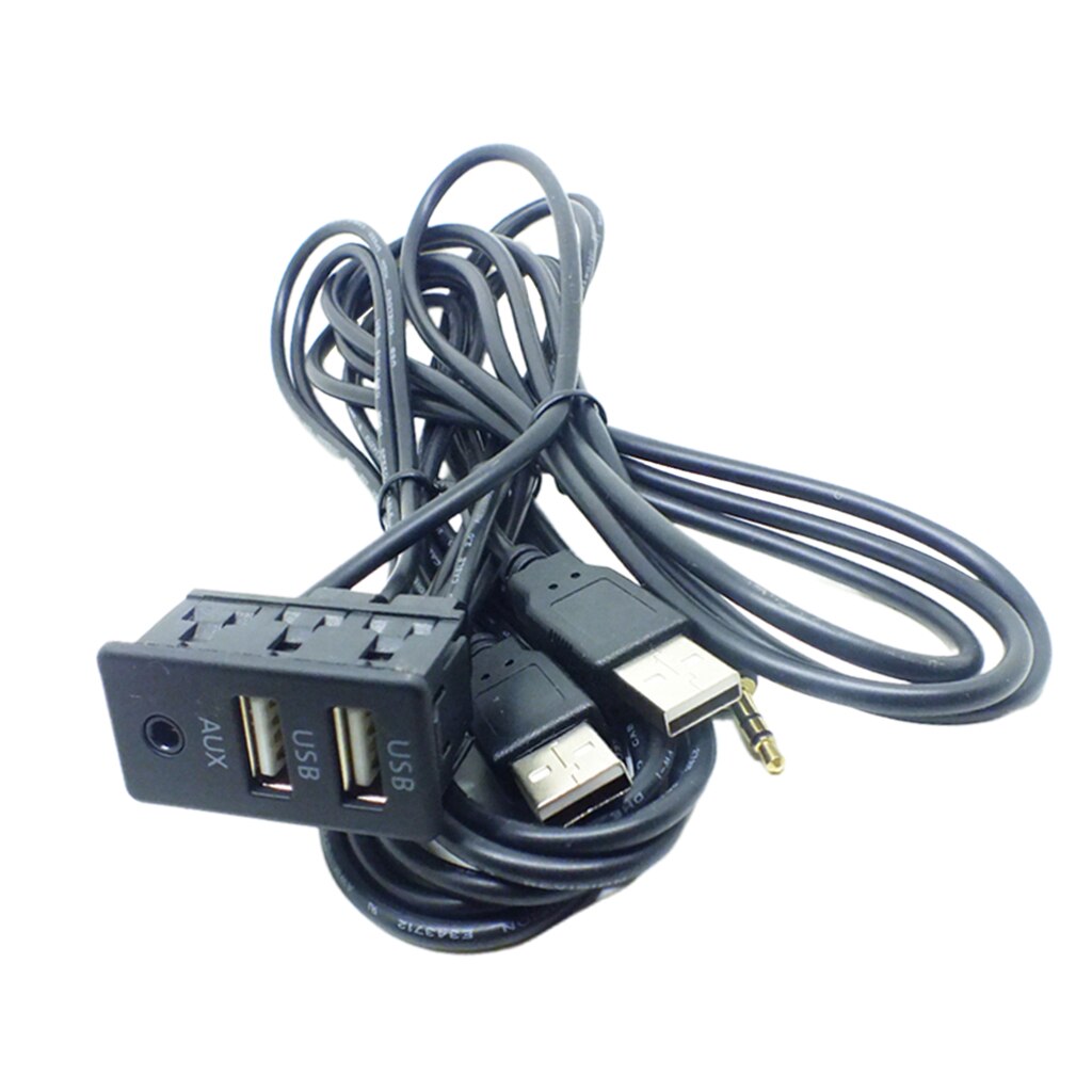 2 Usb Aux Adapter Socket Auto Dashboard Gemonteerd Verlengkabel