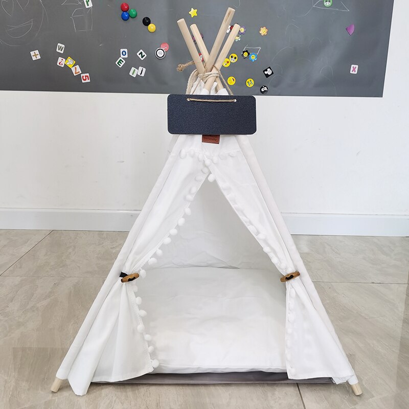 Portatile di Lino Tenda Pet Casa Del Cane gattino Casa Lavabile Teepee del Cucciolo del Gatto Indoor Outdoor Canili Portatile Teepee Cave con Zerbino