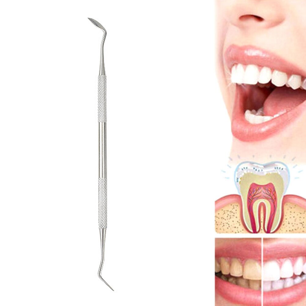 Limpiador de dientes de hoz para dentista, herramienta Dental de acero inoxidable para cuidado Dental, doble extremo, con sonda de anzuelo, explorador higiene