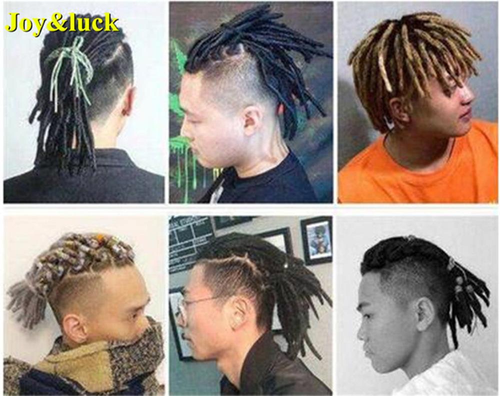 Joy & luck-extensiones de pelo para hombre, trenzas con ganchillo, 5 raíces, hechas a mano, 8 pulgadas
