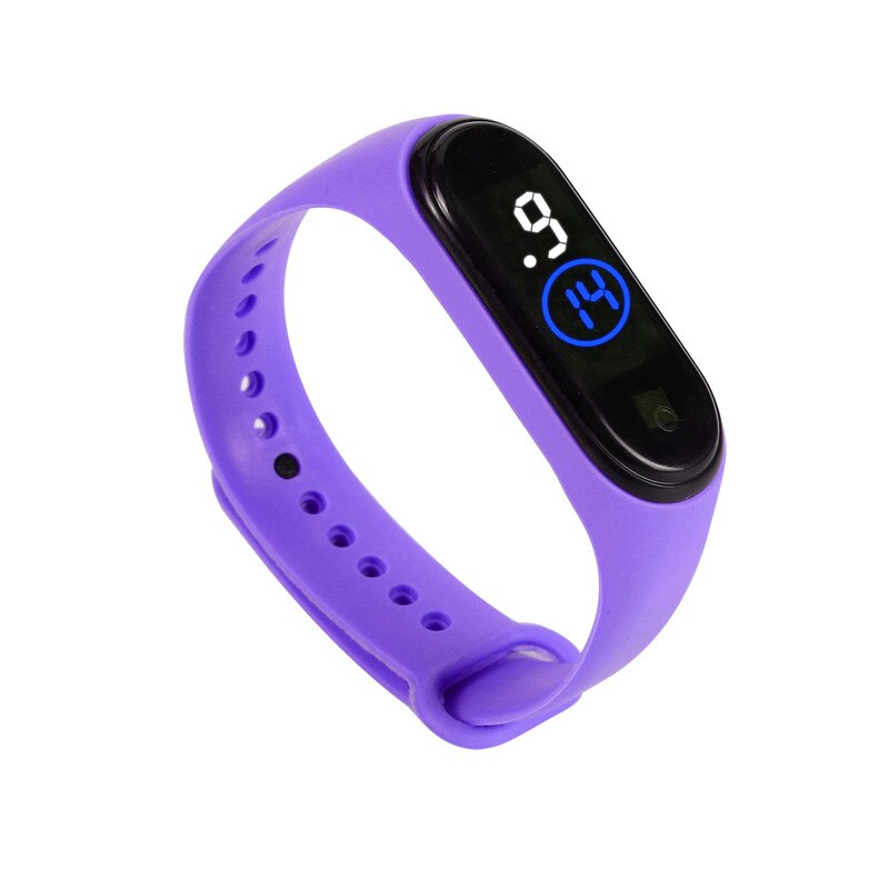 Hvidt blåt lys led sportsure børn gummirem digital børne ur til piger drenge girt relogio masculino herre relojes: Lilla