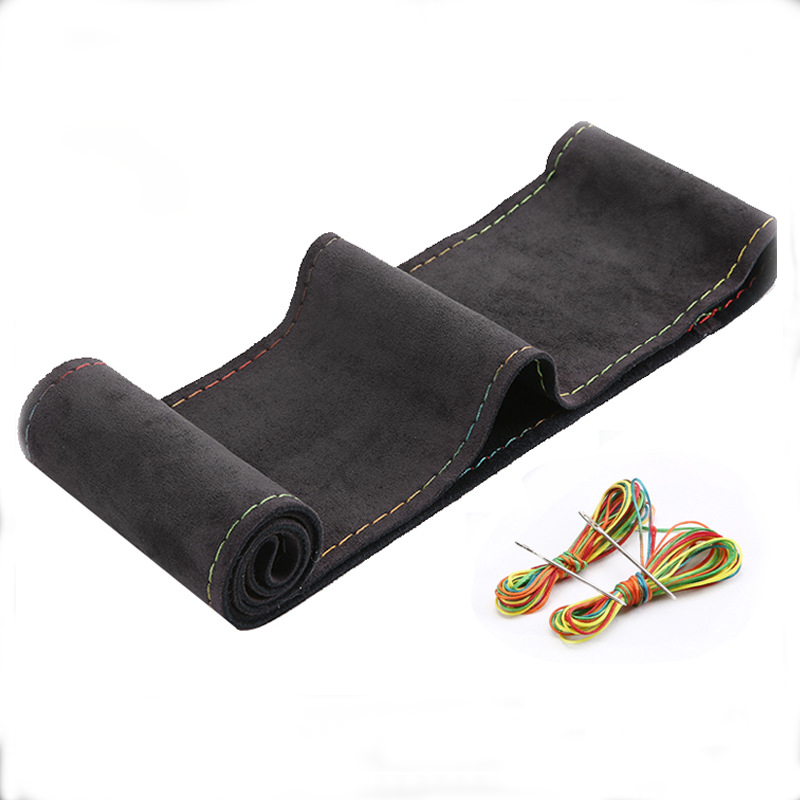 Suede Steering Wheel Cover For Car Universal 38cm Braided Protection Leather Anti Slip Interior Parts: Yellow