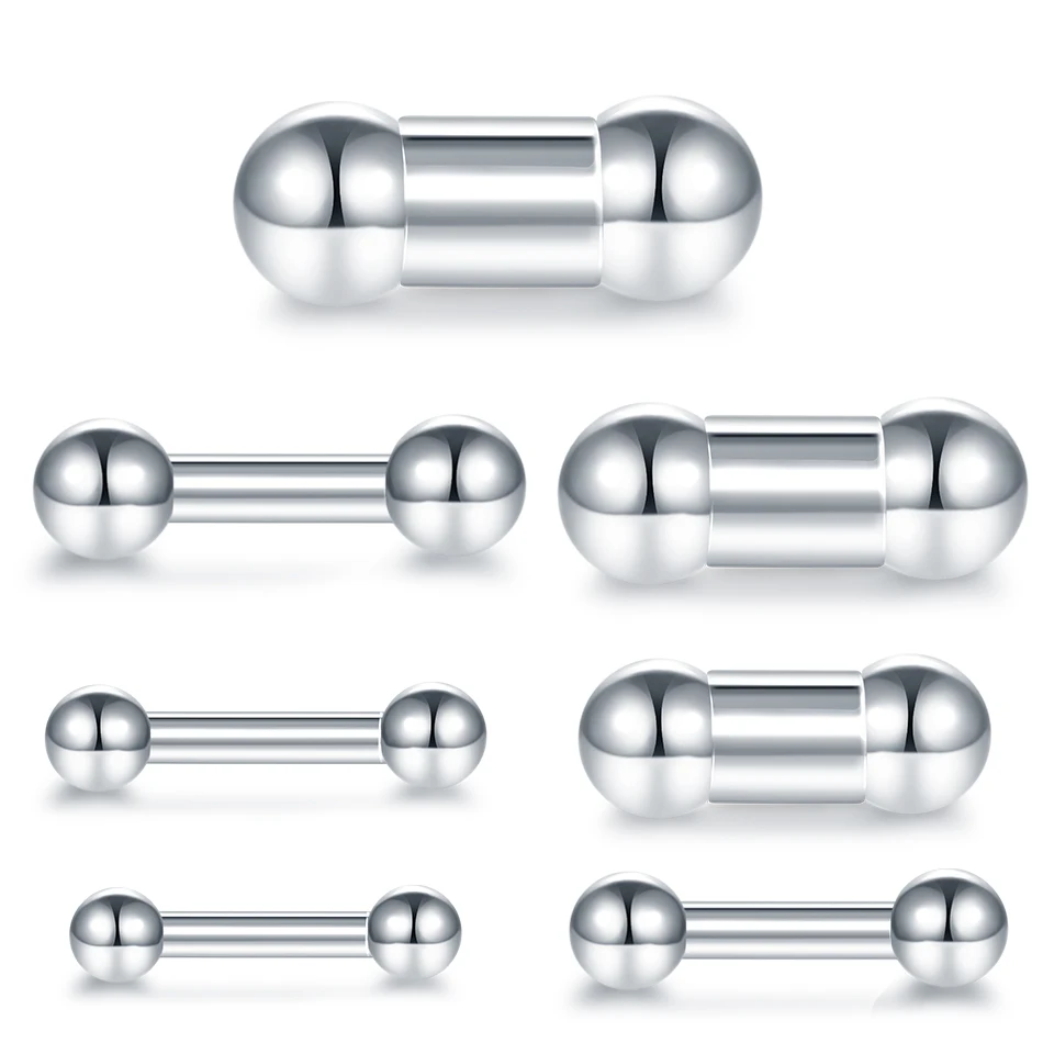 Pendiente de cartílago para Piercing de lengua de calibre grande de acero inoxidable, 12G, 0G, barra recta roscada interna, joyería para el cuerpo, 1 ud.