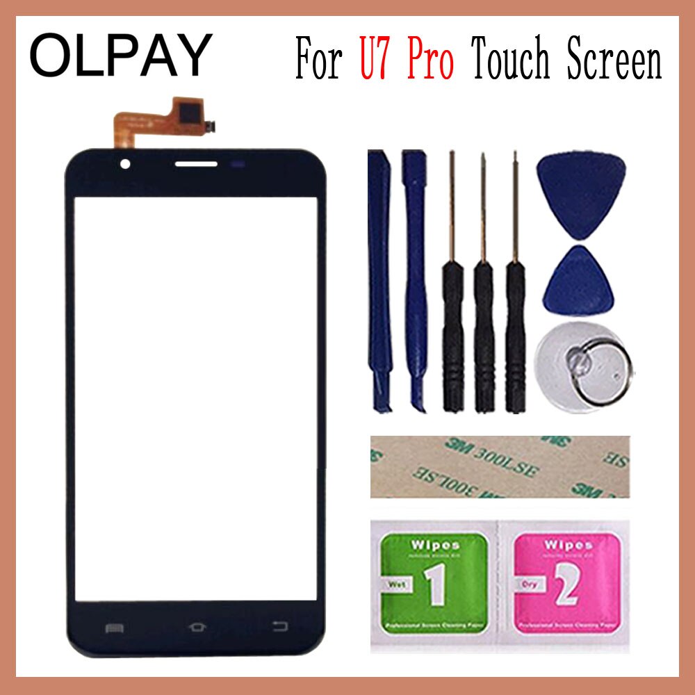 OLPAY 5.5 inch For Oukitel U7 Pro Touch Screen Digitizer Panel Front Outer Front Glass Lens Sensor Free Adhesive+Wipes