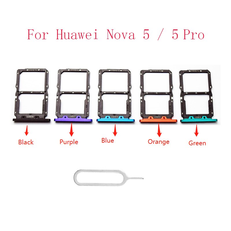 For Huawei Nova 5 Sim Card Tray Holder Sim Card Tray Socket Slot Reader Adapter With Card Pin Replacement For Huawei Nova 5 Pro