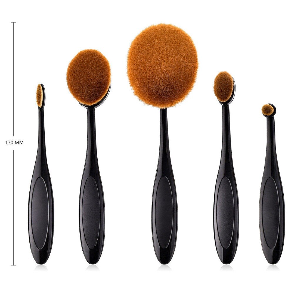 5 uds gran polvo de oro rosa conjunto de cepillo de forma Oval Maquillaje de cristal cepillo brocha para polvos y base Kits de DFDF