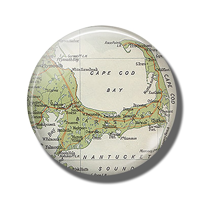 Ohio Melbourne Williamsburg Ecuador Los Angeles Indianapolis Cape Cod Philadelphia Florence Map Souvenir Fridge Magnets Stickers: Cape Cod