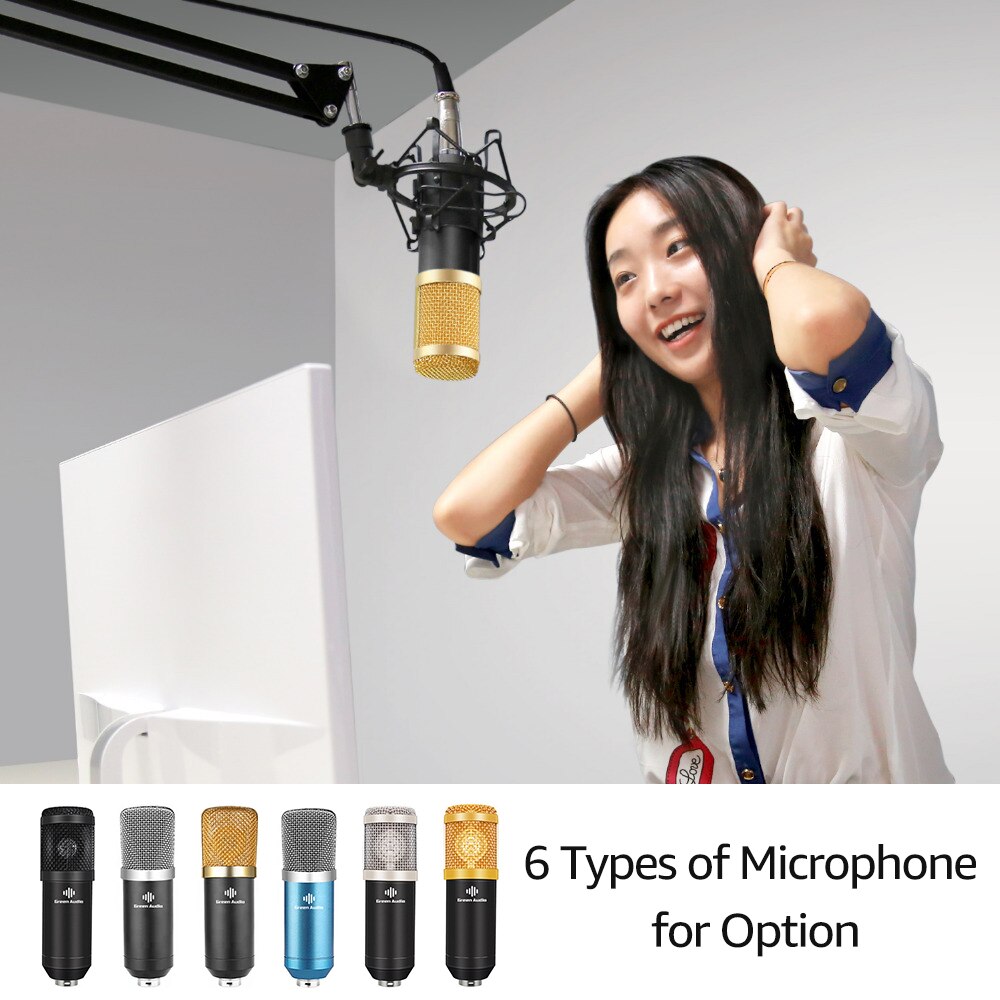 Studio Recording Condenser Microphone Kit with Shock Mount Flexible Scissor Arm for Network Broadcasting Online Singing