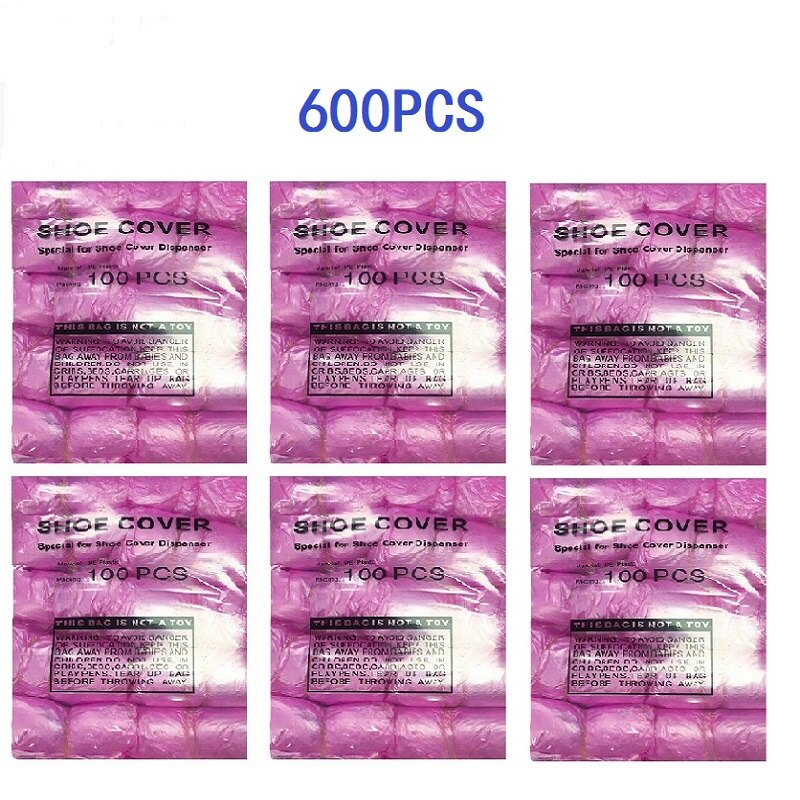Disposable T-Buckle Overshoes for Automatic Shoe Cover Dispensers Dustproof Boot Covers Waterproof Plastic and Non-Woven Indoor: Pink 600pcs