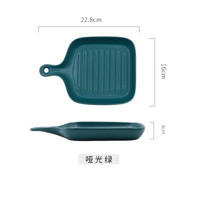 Japanse Stijl Bakvormen Huishoudelijke Keramische Steak Plaat Met Handvat Creatieve Nordic Westerse Servies Oven Schotel Plaat Diner Plaat: A 22.8x16x3cm