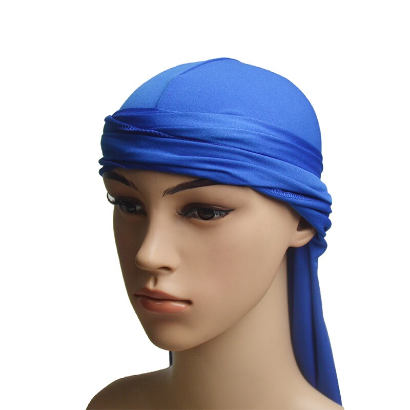 1pc mænds pandebånd elastisk fest lang blød justerbar biker hoved wrap kraniet cap spandex 6 farver behagelig