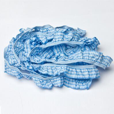 5Y/paquete 3/4 "guingham elástico ribete cintas con volantes recortado lotes: BLU