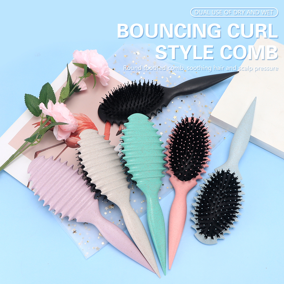 Salon Stuiterende Krul Stijl Kam Vrouwen Ontwarren Haar Kam Pro Hoofdhuid Massager Haarborstel Barbershop Thuis Styling Tools Accessoires