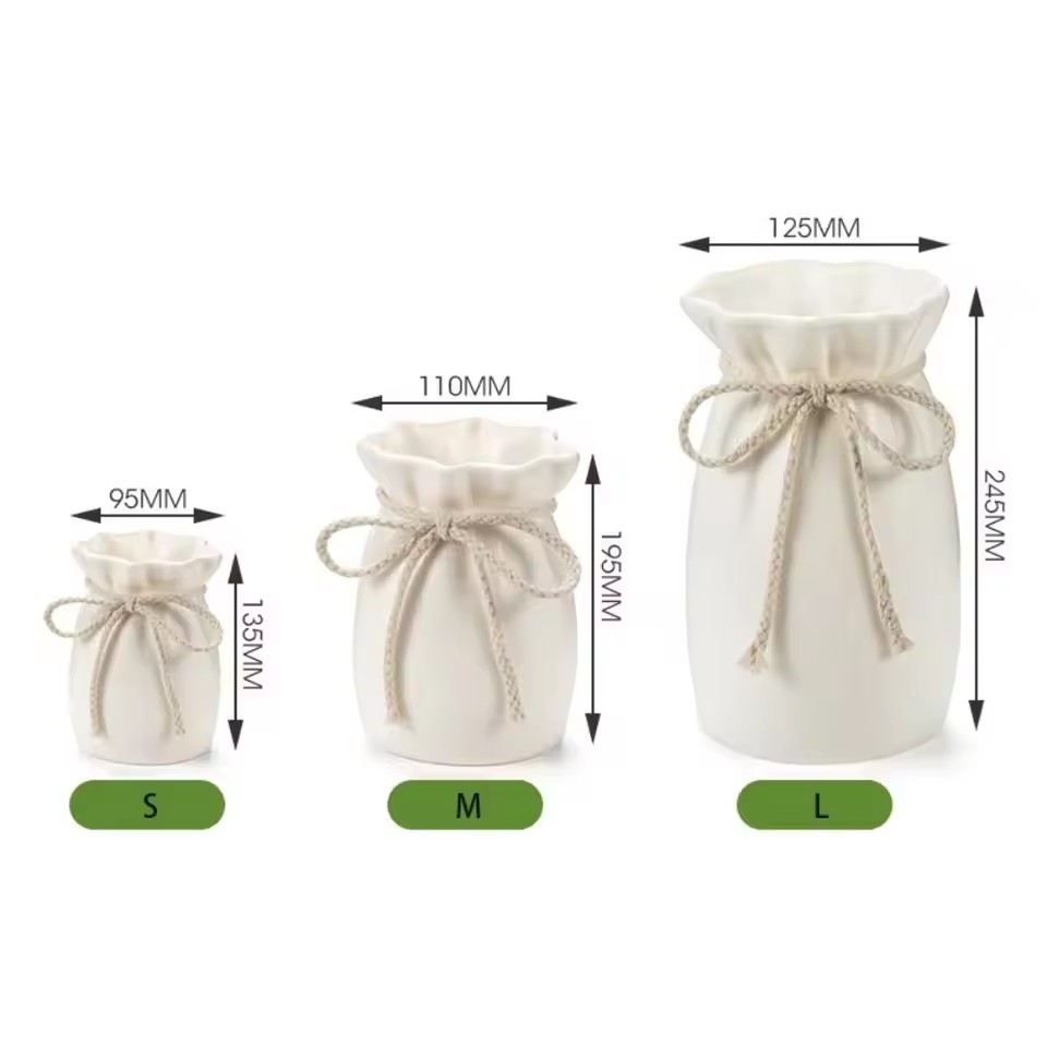 1/3pcs Home White Flower Vase Plastic Bow Plant Bottle Desktop Decor Ornament Garden: Burgundy