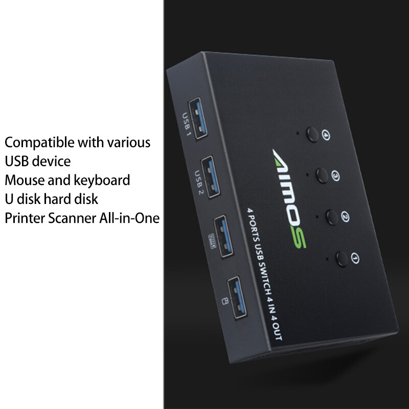 4K USB HDMI KVM Switch Box 4Kx2L HDMI KVM Switch (with 4 USB Cables)