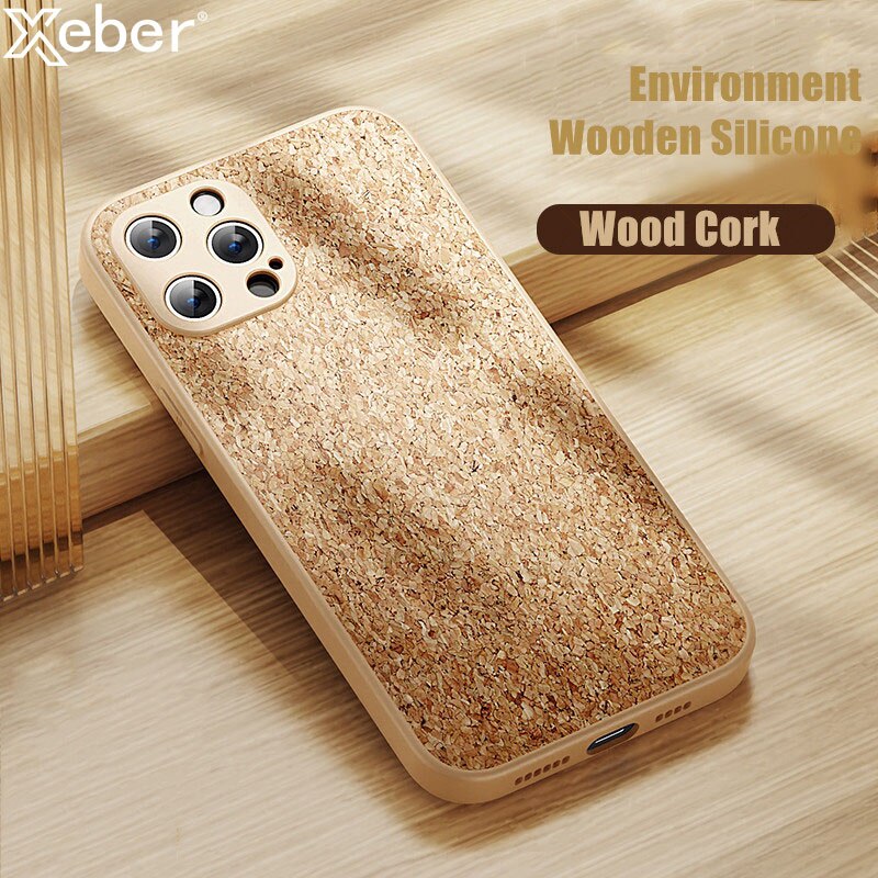 Voor Iphone 13 Pro Max Kurk Hout Ademend Telefoon Case Voor Iphone 12 11 Pro Xs Max Mini Xr X 6 6S 7 8 Plus Se Soft Silicone Cover