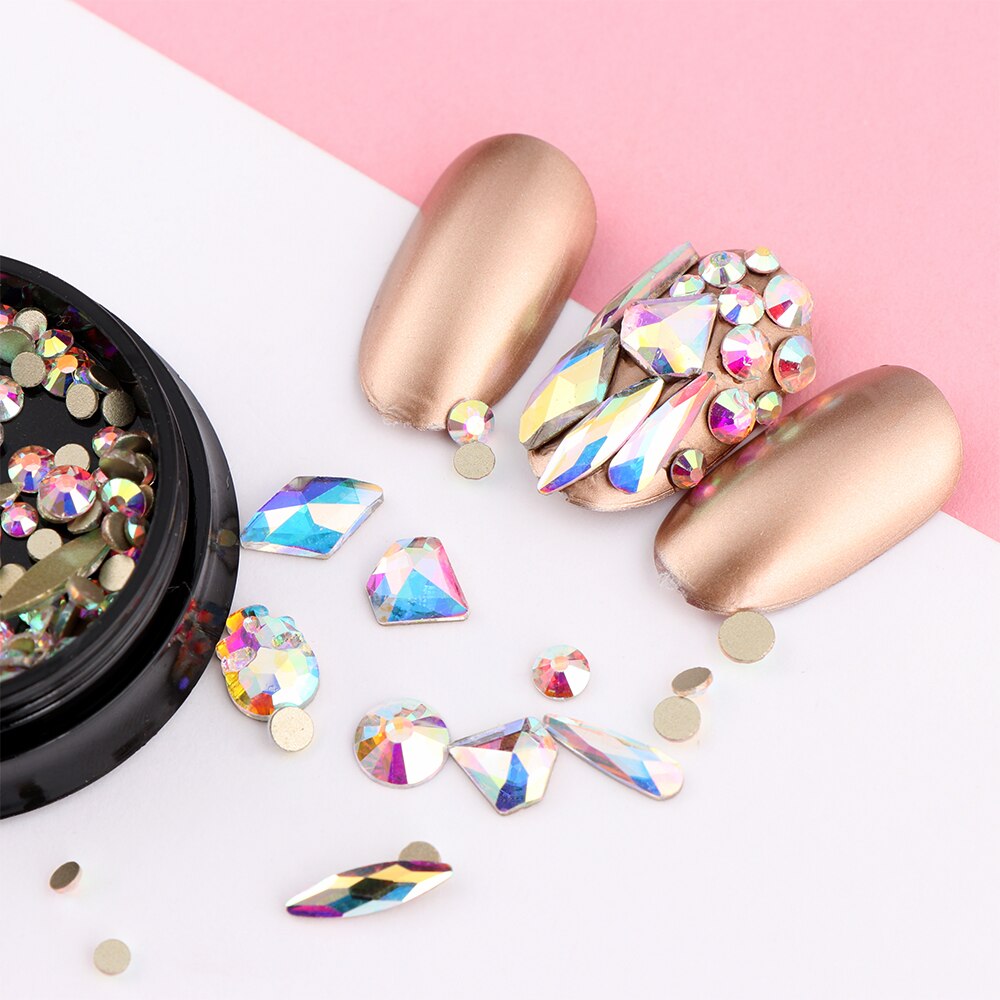 York Storm Gebroken Glas Steentjes Voor Nagels Gems Nail Art Rhinestones Mix Rhinestone 3D Nail Art Decoraties Stones Nail