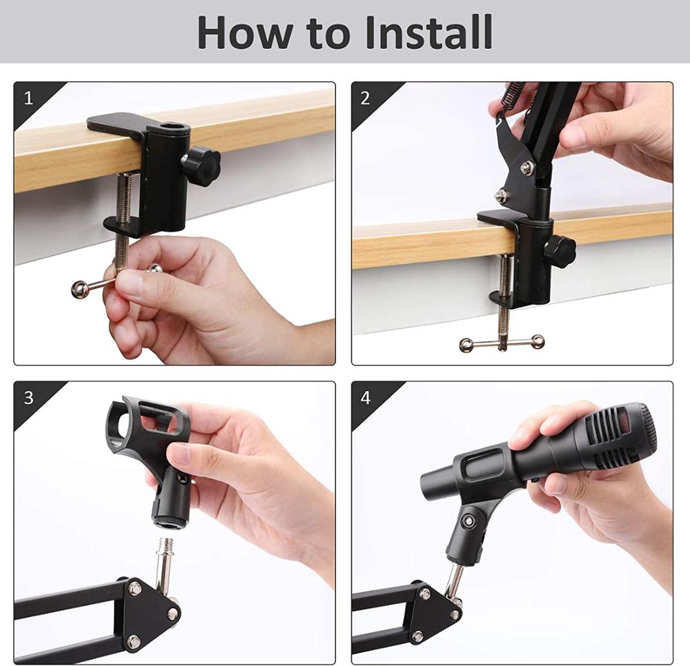 Mic Arm Stehen, Mikrofon Schreibtisch Boom Einstellbar Suspension Schere Stehen mit Telefon Halfter, Für Blau, Yeti, schneeball &Ampere; Andere Mikrofone