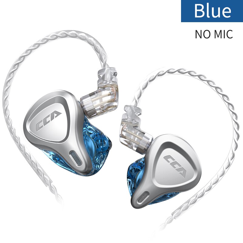 Cca csn 1ba + 1dd hybrid-ohrhörer mit geräuschunterdrückung, in-ear-kopfhörer, monitor-kopfhörer, hifi-headset für kz zsn pro, zsx  zs10 pro, zax: Blau ohne mikrofon