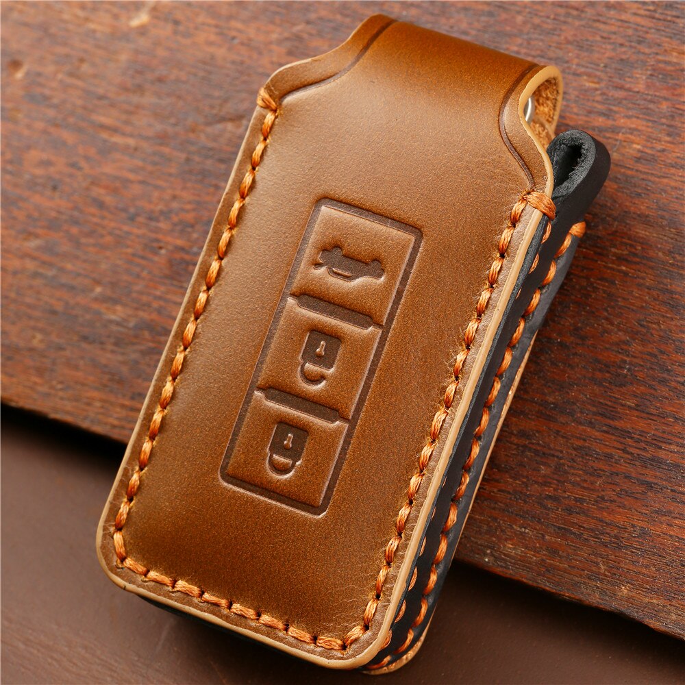 Leather Car Key Case For Mitsubishi Outlander Lancer 10 Pajero Sport L200 ASX RVR Smart Remote Fobs Protector Cover Keychain Bag