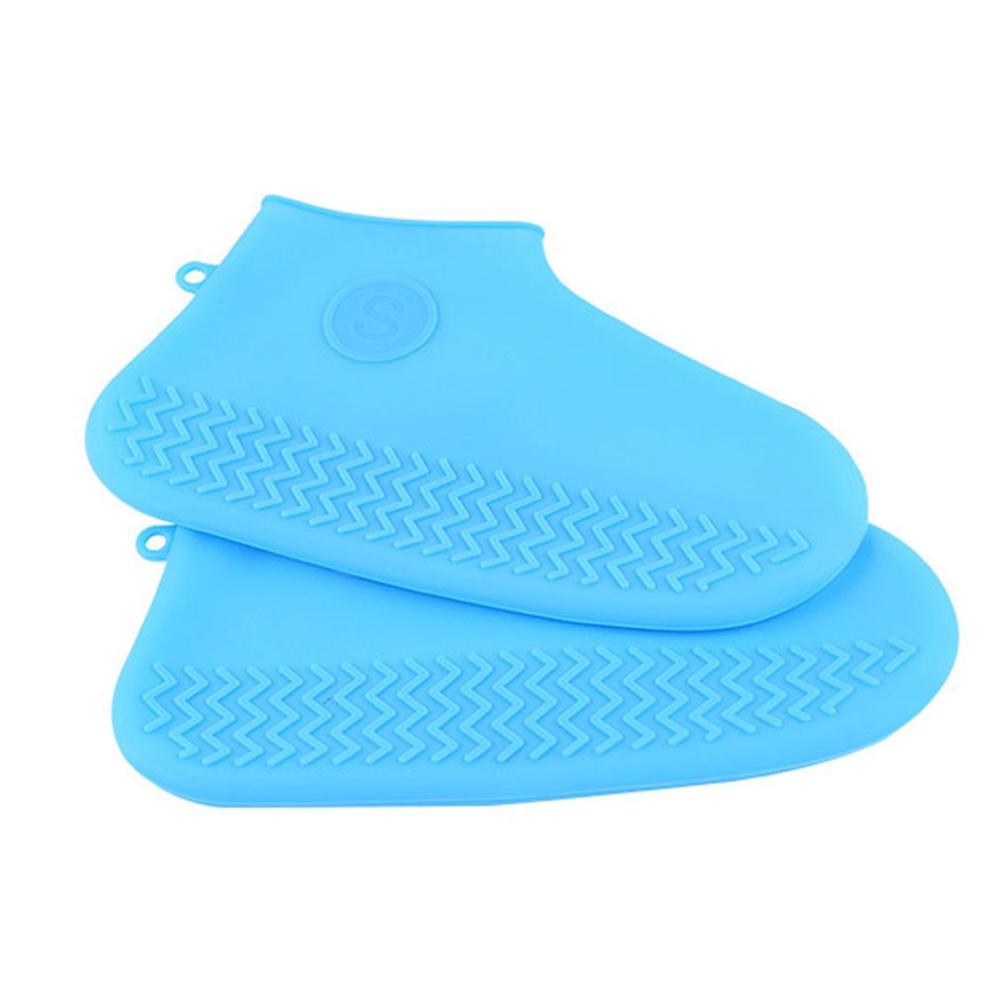 Regenhoes Voor Schoenen Waterdichte Rubberen Anti Slip Rainny Boot Overschoenen Regenjas Herbruikbare Siliconen Inlegzolen Schoenen Voor Reizen: Blauw / L