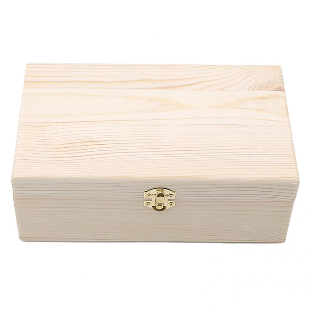 Wooden Storage Box Practical Unfinished Natural Wood Box with Hinged Lid Wooden Box
