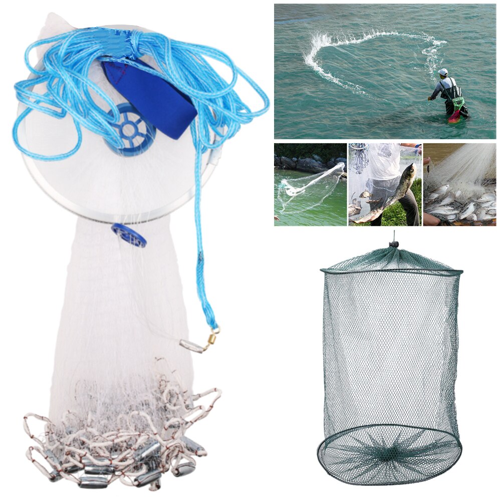 Rete da pesca rete da lancio in stile USA con platina e con catena sport rete da pesca a mano rete da pesca a rete piccola rete da pesca