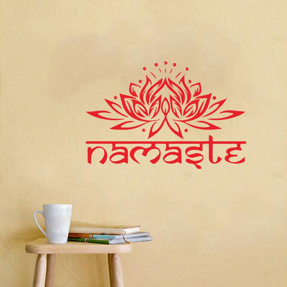 1Pc Removable Indian Namaste non toxic Namaste Lotus Wall Sticker Living Room Background Decal Mural Home Decor