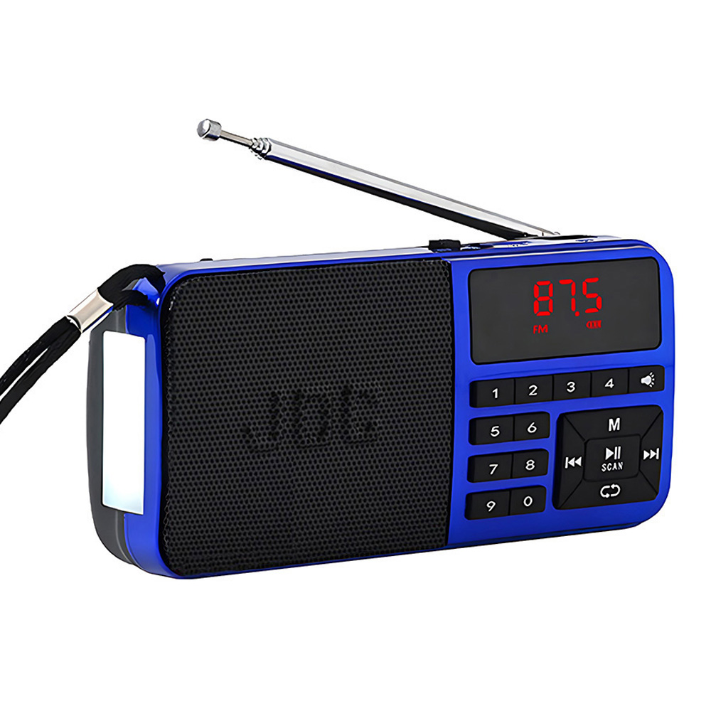 Radio FM Przenośne radio kieszonkowe Bluetooth Akumulator Obsługa słuchawek Karta USB TF Odtwarzacz MP3 z mini odbiornikiem radiowym: Niebieski