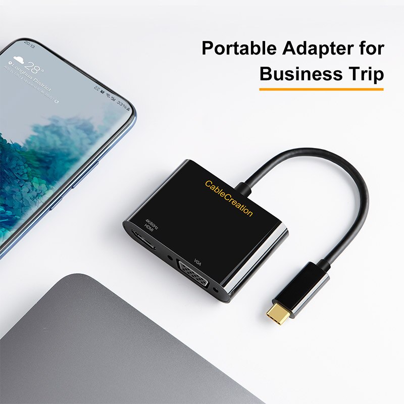 CableCreation USB Typ C zu HDMI VGA Adapter Typ C zu HDMI 4K 60Hz und VGA 1080P 60Hz Konverter Hub Dock für Macbook pro Dell