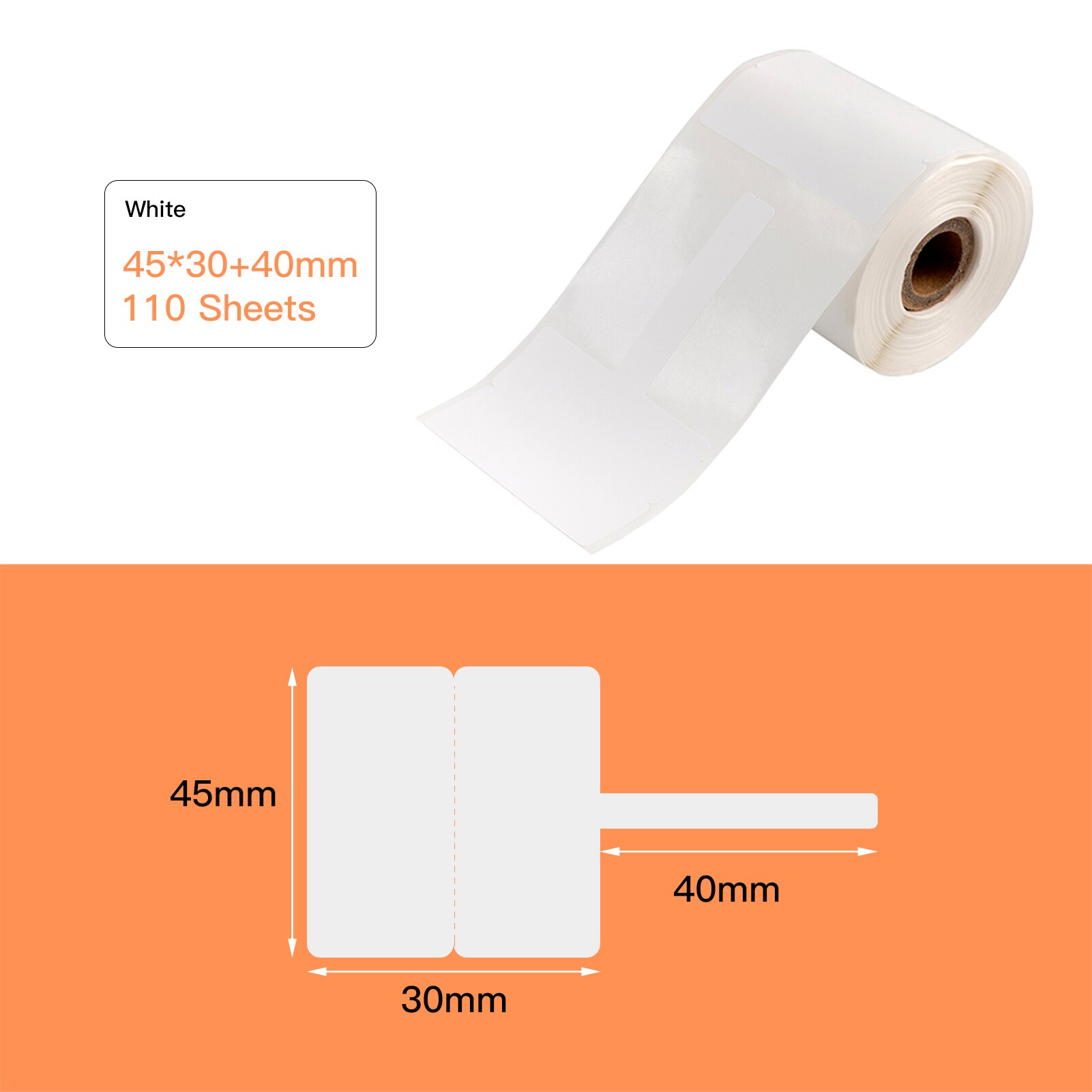 Aibecy 130sheets/roll T-Shape Cable Label Paper Self-Adhesive Jewelry Label Paper Thermal Printing Paper for Thermal Printers: Type 1