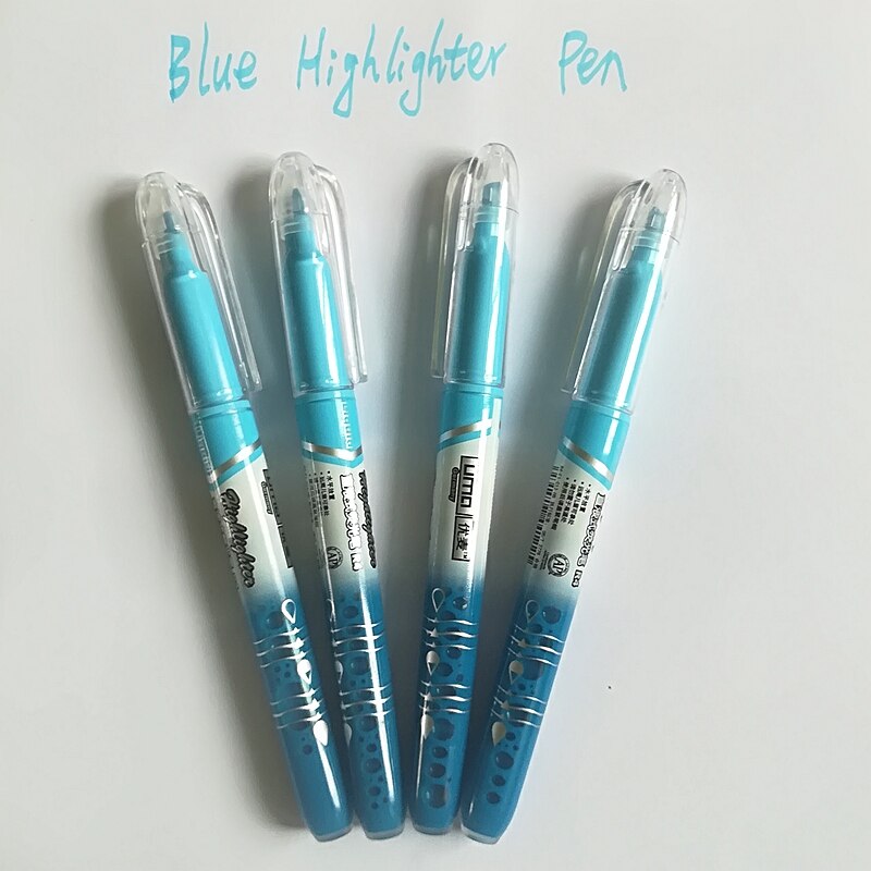 4 Stks/set Blauw Kleur Markeerstift Marker Pen Highligher Pen Fluorescerende Gekleurde Tekening Marker Pennen Creatieve Briefpapier: 4 pcs Blue