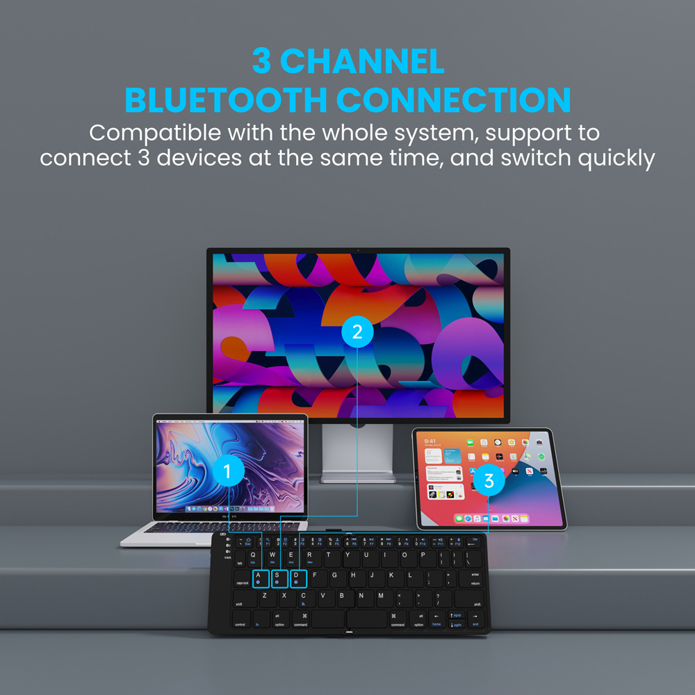 Tastiera Bluetooth pieghevole arco Tastiera senza fili ricaricabile Tastiera pieghevole 2.4G per iPhone iPad computer portatile desktop