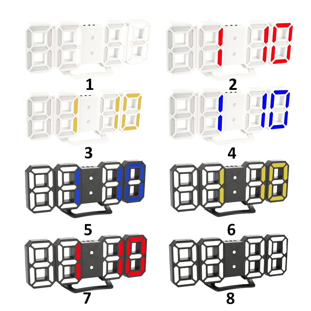 3D LED Digital Clock with Night Mode Adjust the Brightness Electronic Table Clock Alarm Clock Wall Glowing Hanging Clocks