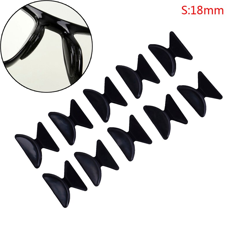 5Pairs/10Pcs Luchtkamer Siliconen Neus Pads Voor Bril Zwart Wit Anti-Slip Neus Pads Zachte eye Care Tools Voor Brillen: 18mm Black