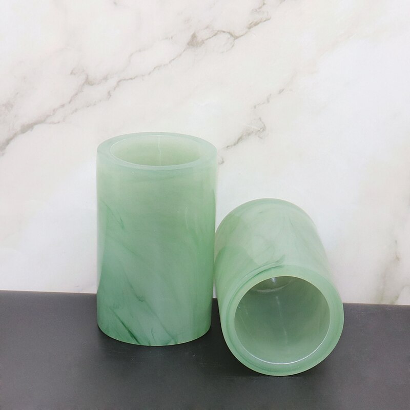 Ensemble d'accessoires de salle de bain vert Texture émeraude, fournitures de bain Imitation Jade, distributeur de savon Portable, tasse de bouche, outils de bain en résine: Mouthwash cup 2pcs