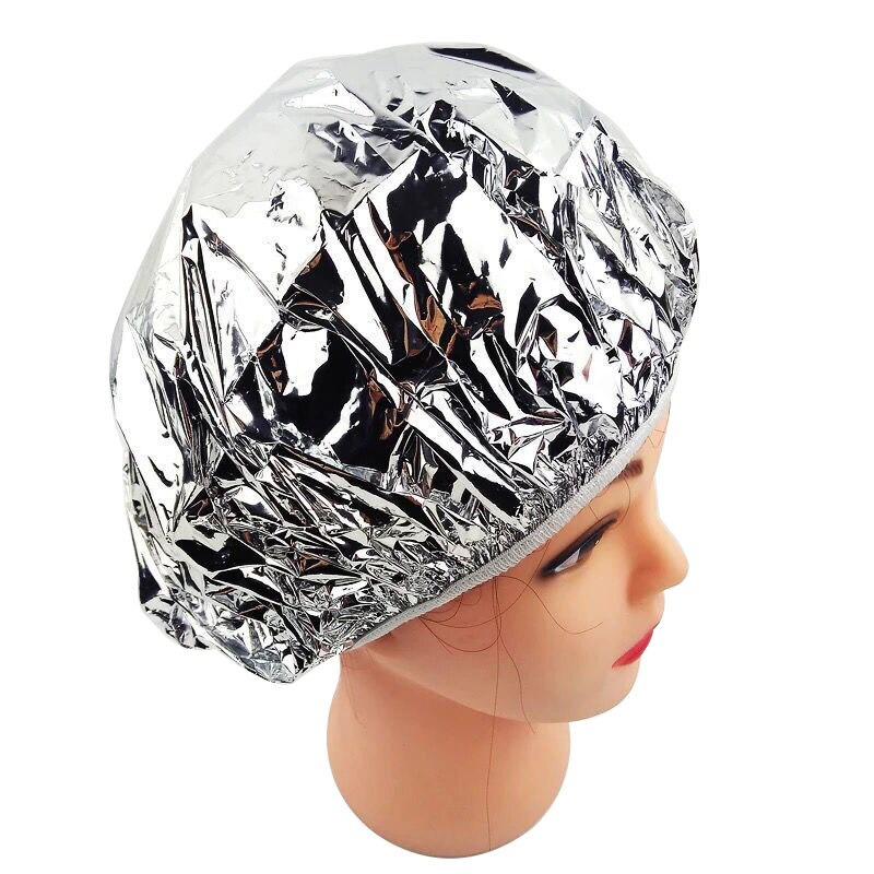 Gorro desechable de papel de aluminio impermeable, gorro para baño, peluquería, gorro de dormir, gorro de baño para el cuidado del cabello, 1 ud.: Silver