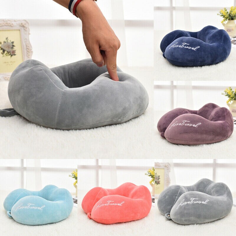Almohada de apoyo para el cuello en forma de U, cojín de espuma de memoria suave para descanso en tren, avión, cabeza, viaje, oficina, coche, avión, dormir, multicolor