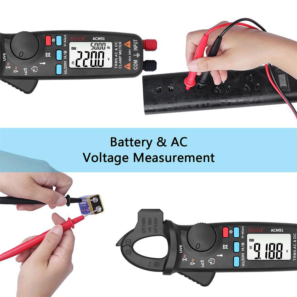 Bside ACM91 Mini Digitale Stroomtang Dc/Ac Stroom 100A Nauwkeurige 1mA Multimeter Beroep Auto Reparatie Ampèremeter Voltmeter Tester