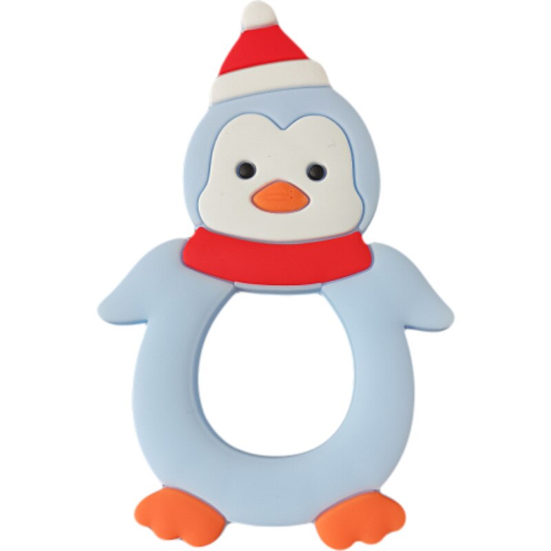 1 pièces noël pingouin mamelon bébé sucette coffre-fort infantile enfant en bas âge Silicone souple Anti-poussière couvercle bébé anneau de dentition tétine factice sucettes