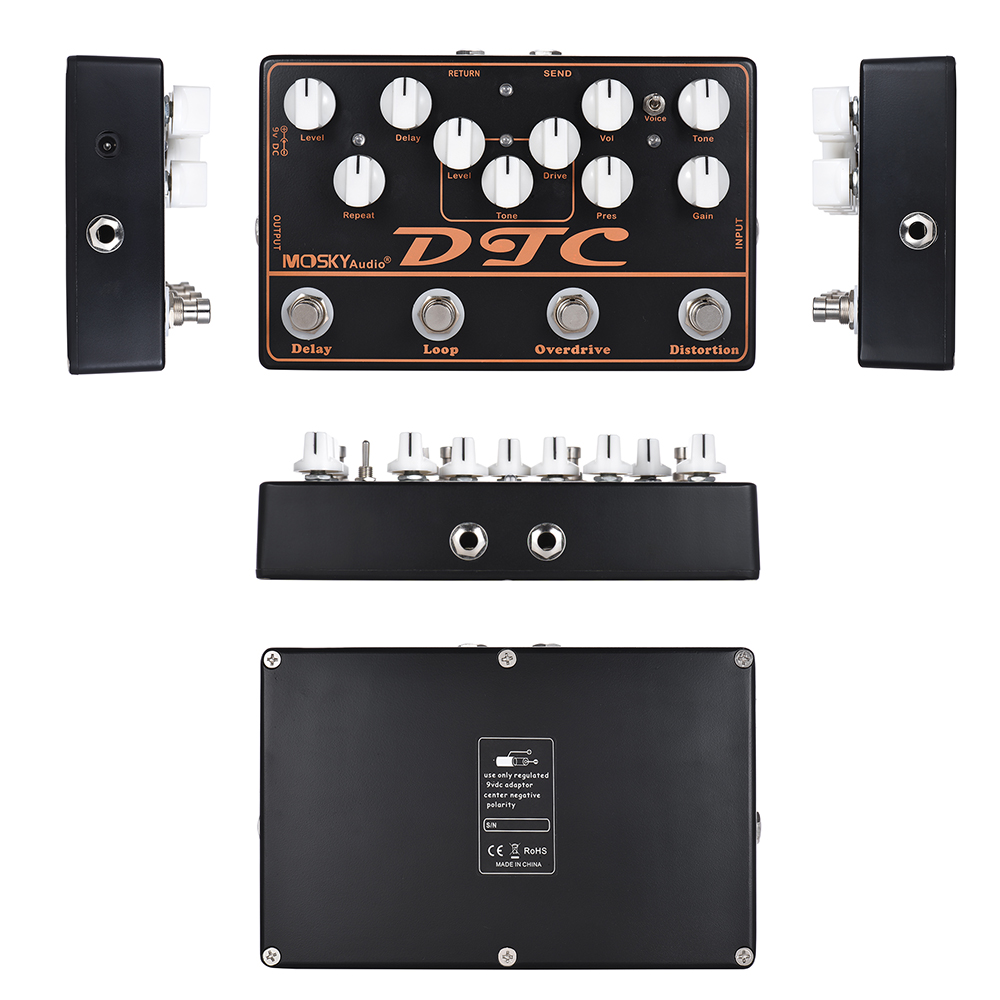 MOSKY DTC 4-in-1 Electric Guitar Effects Pedal Distortion + Overdrive + Loop + Delay strings Guitar Pedal Guitar Accessories