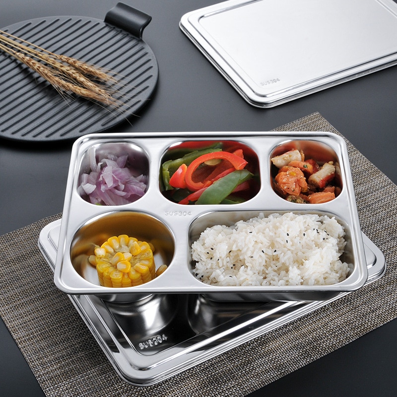 304 stainless steel snack dish separates children's plate, student stainless steel plate, lunch box, dining plate.