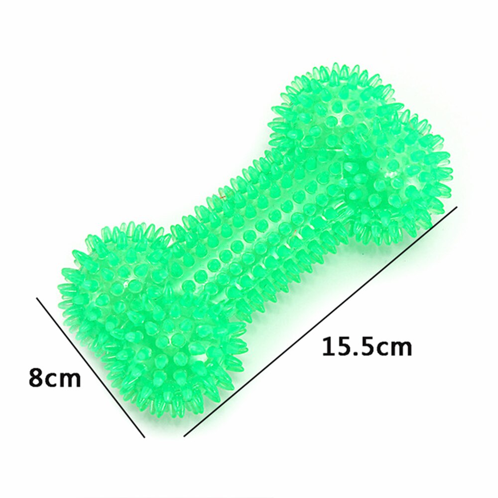 Pet Dog Squeaky Toy Dog Rubber Squeaker Toys Safety Durable Dogs Ball Toy for Dog Chew Toy Toothbrush Molar Toys Perro Juguetes: Green Bone Dog Toy