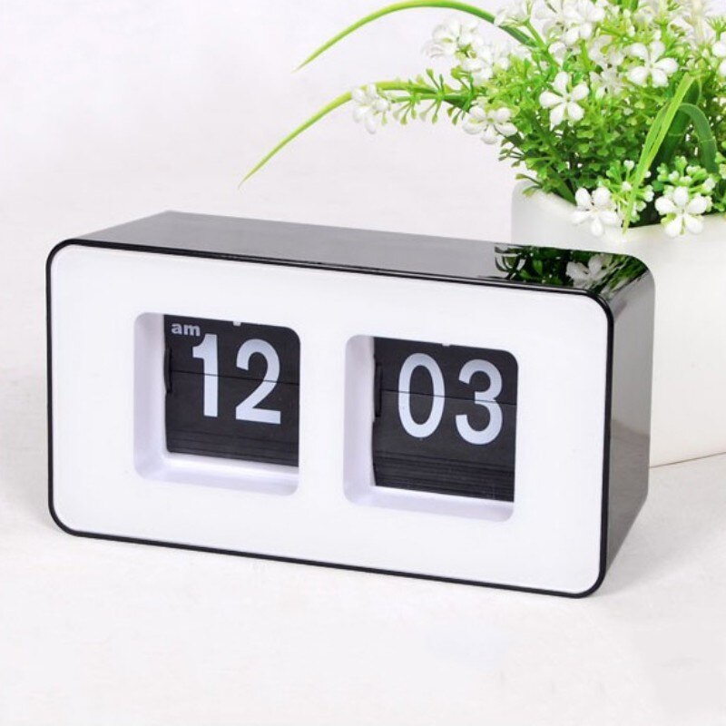 Digital Auto Flip Desktop Clock Classic Retro Table Flip Page Alarm Clocks Household Bedroom Kitchen Office Clock Home Decor