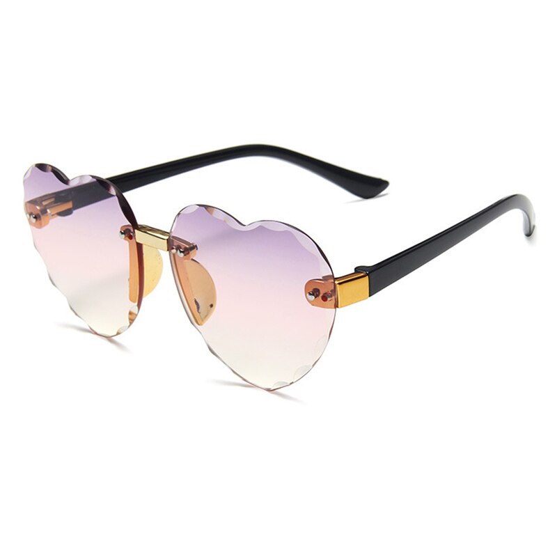 Neue Nette Herz Randlose Brille Sonnenbrille freundlicher freundlicher Grau Rosa verrotten Linsen Jungen Mädchen UV400 freundlicher Sport Sonnenbrille